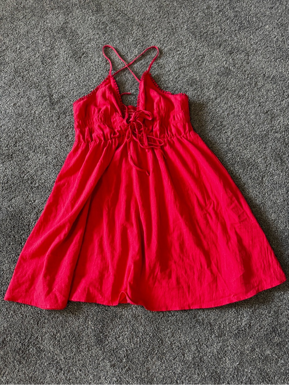 SHEIN Red Lace-Up Crisscross Strappy Midi Dress